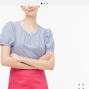 NWT J. Crew Striped Puff-Sleeve Top